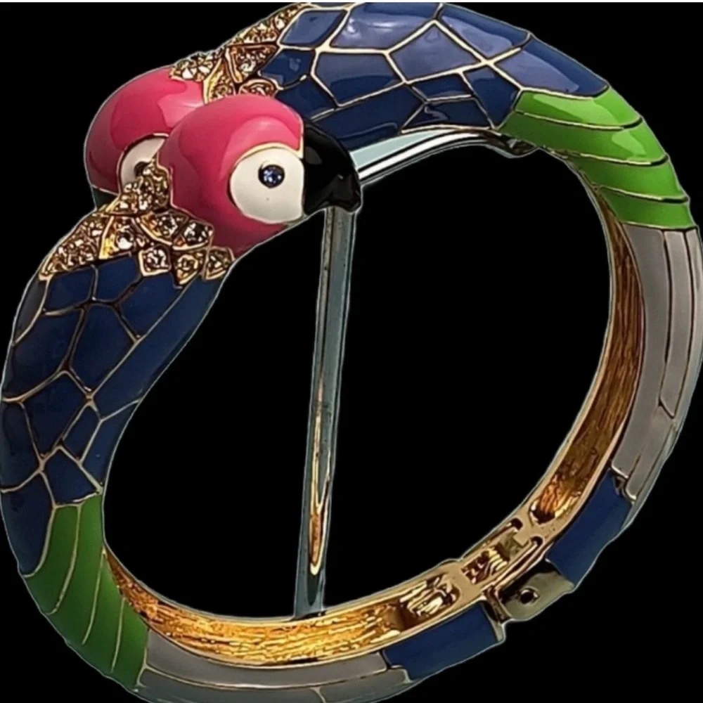 Tropical Parrot Enamel Hinged Bangle Bracelet Colorful Statement (BR1212/5)
